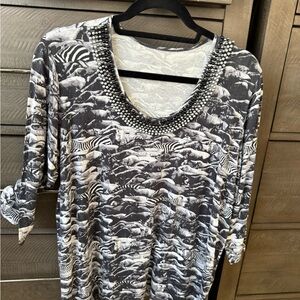 Animal Print Beaded Women's Top